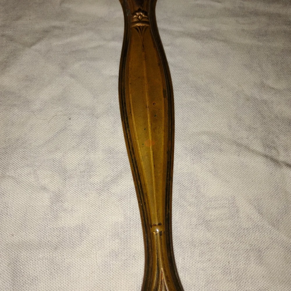 Vintage Hand Held Mirror Beautiful Golden Brassy Color Estate Sale Find
